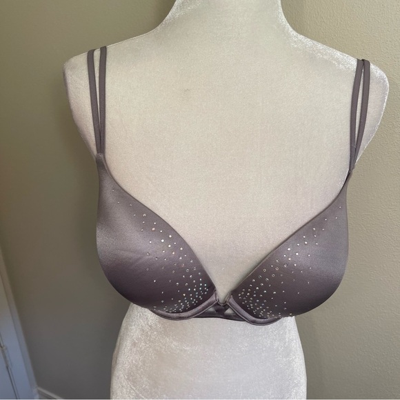 Victoria’s Secret Very Sexy Push-Up Crystal Rhinestone Embellished Grey Bra - Picture 8 of 16